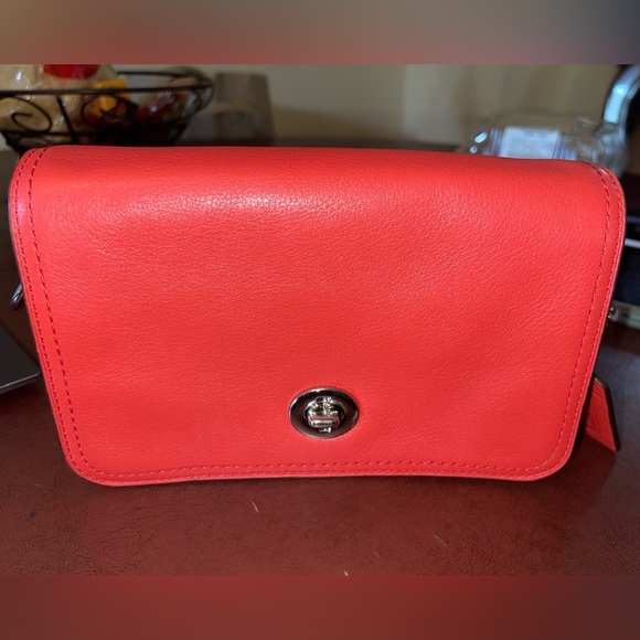 Coach Legacy Penny #19914 Bright Coral Crossbody w/Tassels Turn Lock EUC - Picture 7 of 15
